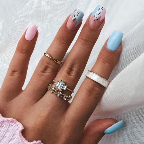 Short Light Blue Nail Designs