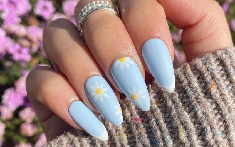 light blue nail design