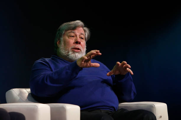 Steve Wozniak at a convention Co-founder of Apple Steve Wozniak addresses the audience during Science Channel's "Silicon Valley: The Untold Story" Screening at Computer History Museum on January 17, 2018 in Mountain View, California.