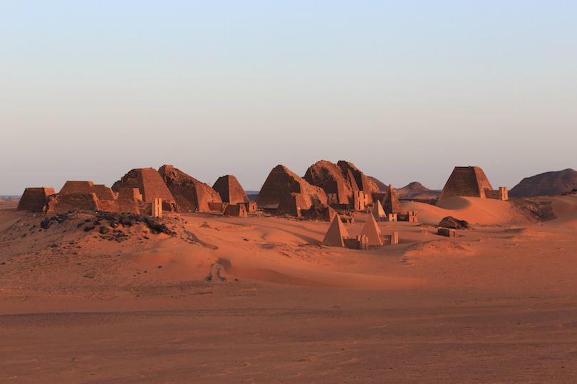 Meroe pyramids at sunrise