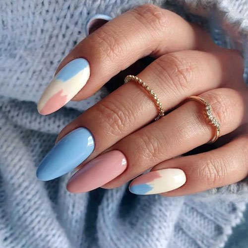 Light Blue Abstract Nails Designs