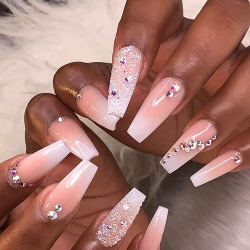 Ombre Nails with Diamonds Designs