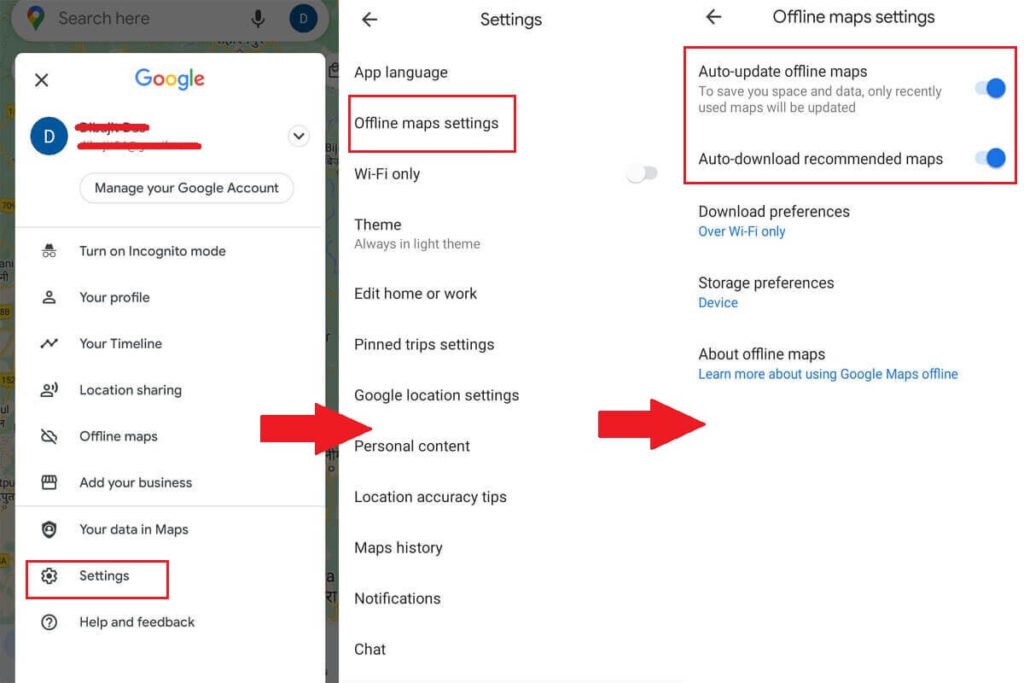 Disable the Auto-update offline maps and Auto-download of recommended maps on Google Maps.