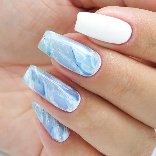 Light Blue Quartz Nail Designs