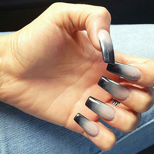 Nude and Black Ombre Nails