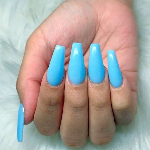 Cute Light Blue Coffin Nail Designs