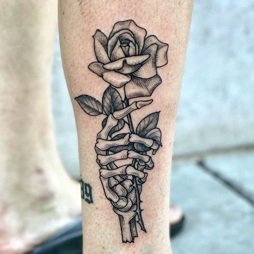 Skeleton Hand  Rose  Tattoo Abyss Montreal