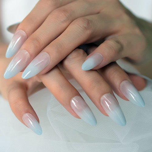 light blue and white nails