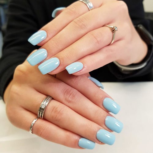 short square light blue nails