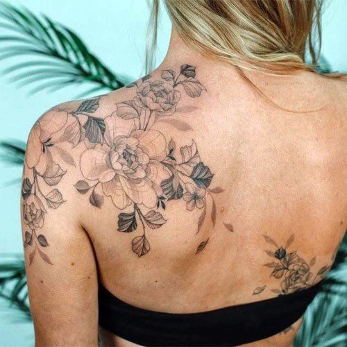 Tattoo of Orchids Flowers Shoulder