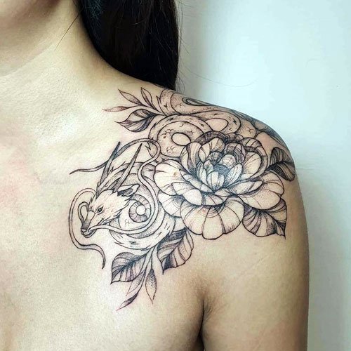 Classy Female Shoulder Tattoo