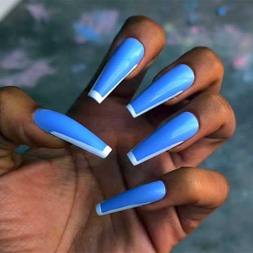 Cute Long Light Blue Nails