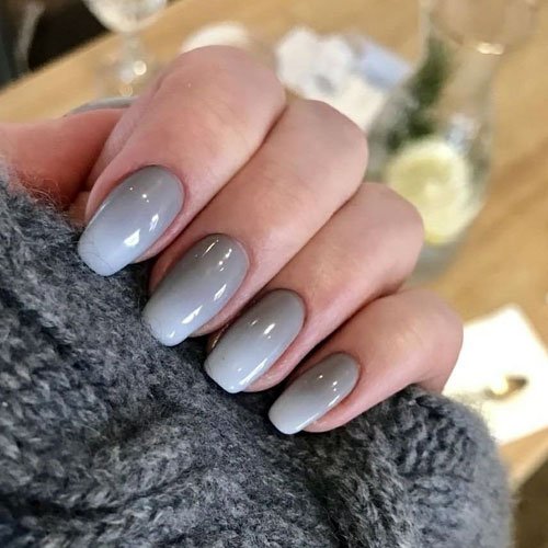 Short Grey Ombre Nails Designs