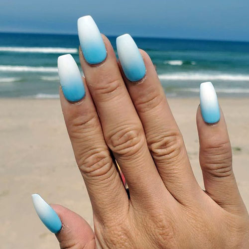 light blue and white nails