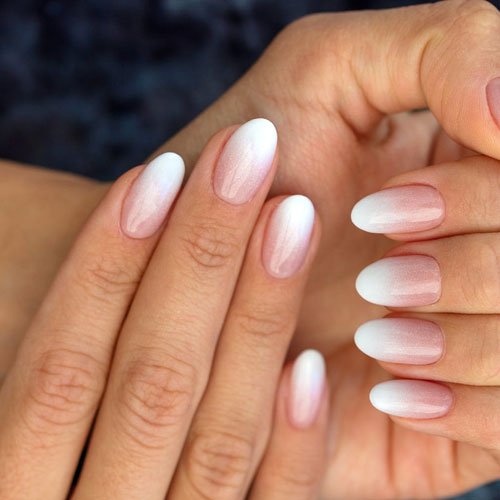 Short White and Pink Ombre Nail Design Ideas