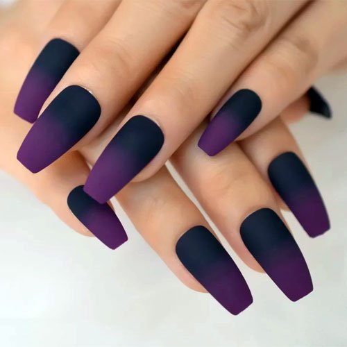 Purple Black Long Ombre Nails