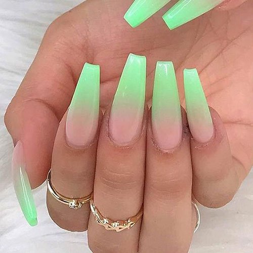 Long Ombre Coffin Nails