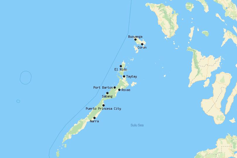 Where to Stay in Palawan Map