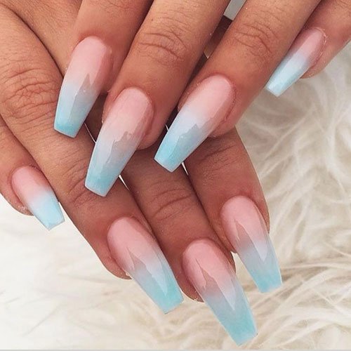 Pink and Blue Ombre Nails