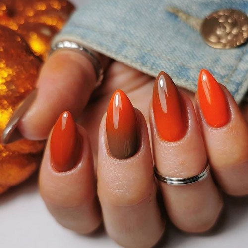 Red and Brown Fall Ombre Nails