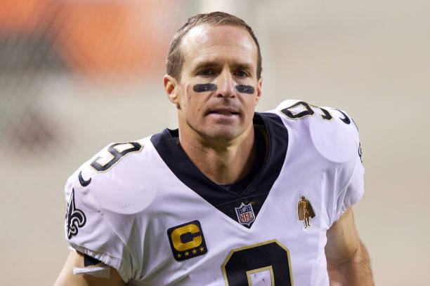 Drew Brees ready to play New Orleans Saints quarterback Drew Brees (9) looks on in action during a game between the Chicago Bears and the New Orleans Saints on November 01, 2020 at Soldier Stadium, in Chicago, IL.