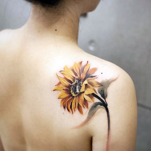 Feminine Back Shoulder Tattoo