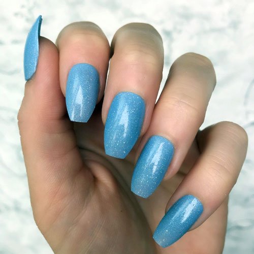 Light Blue Glitter Nails